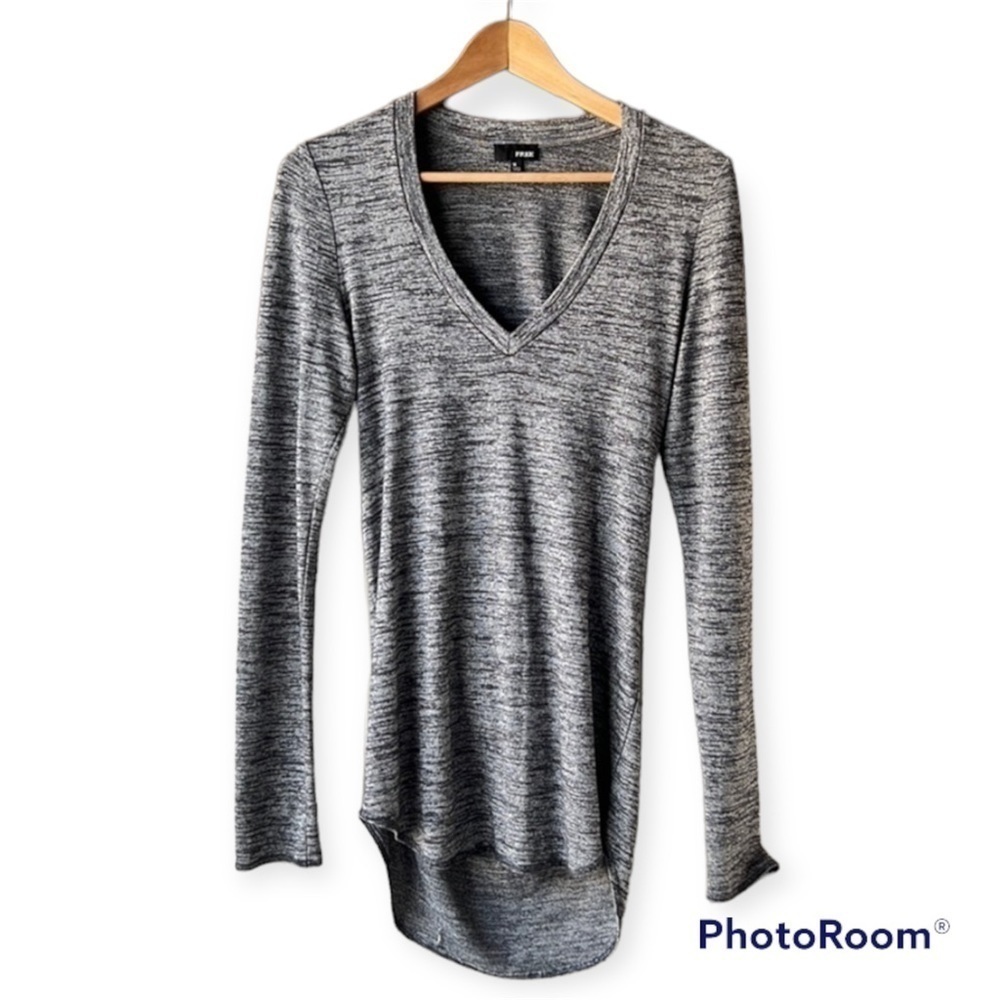 WILFRED FREE Heathered Grey Long Sleeve Back Cut Out Top Size Medium